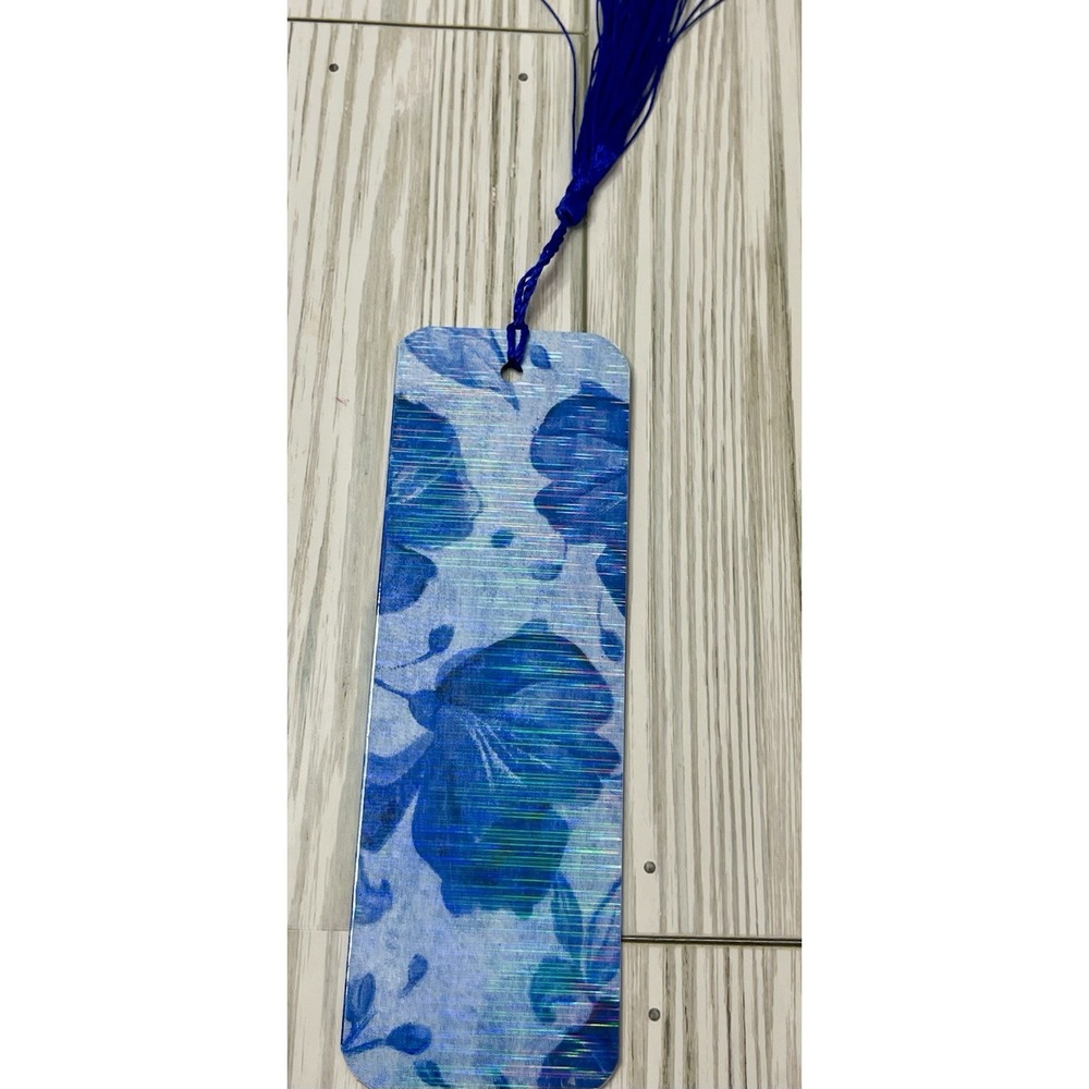 Beautiful Blue Floral Bookmark - Handmade Laminated Bookmark, Book Reader Gift